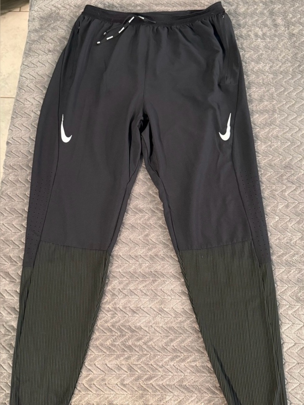 Nike Black Track Pants with White Swoosh Logos size M